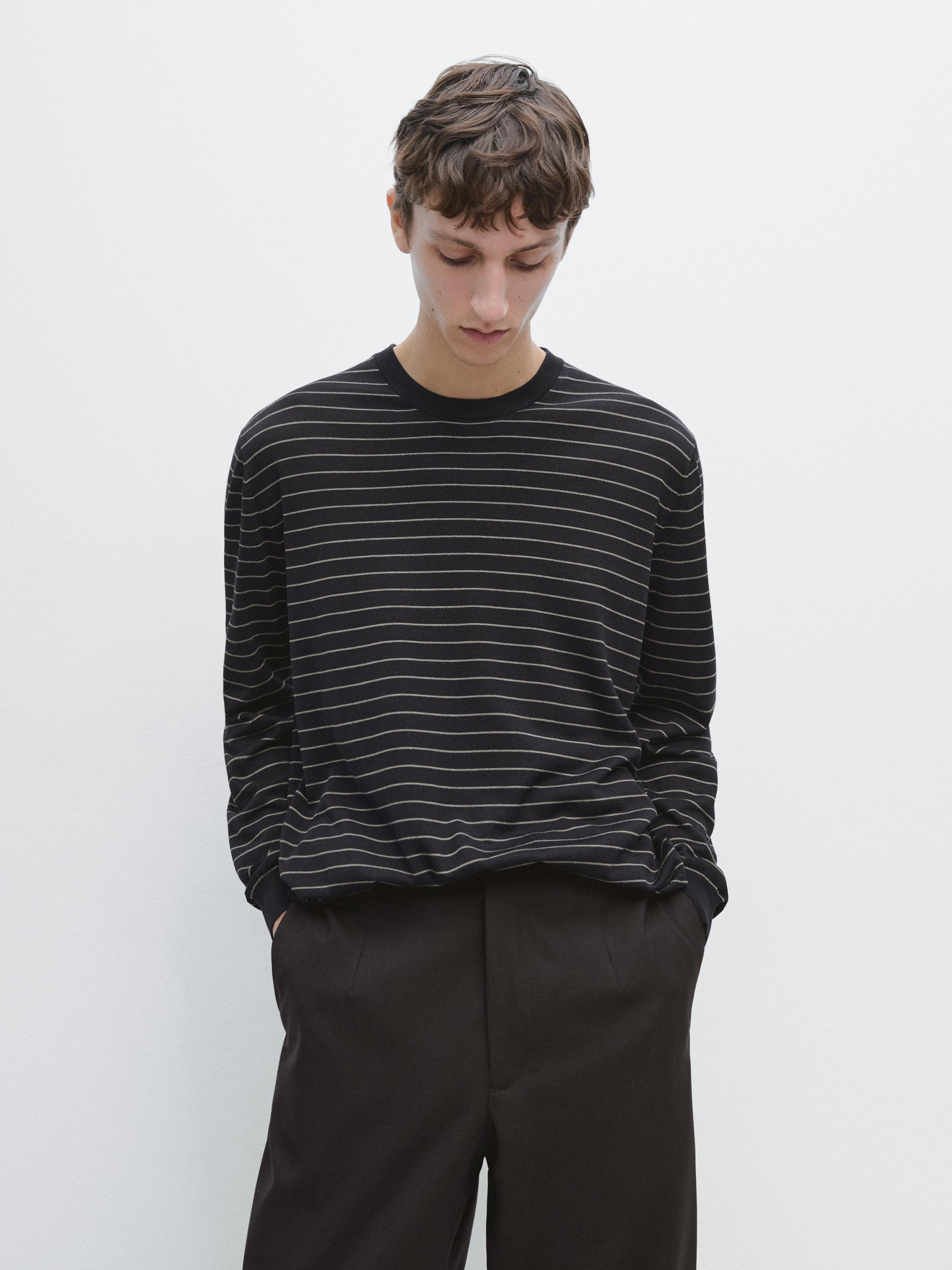 Pull rayé manches longues